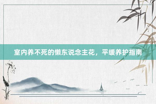 室内养不死的懒东说念主花，平缓养护指南